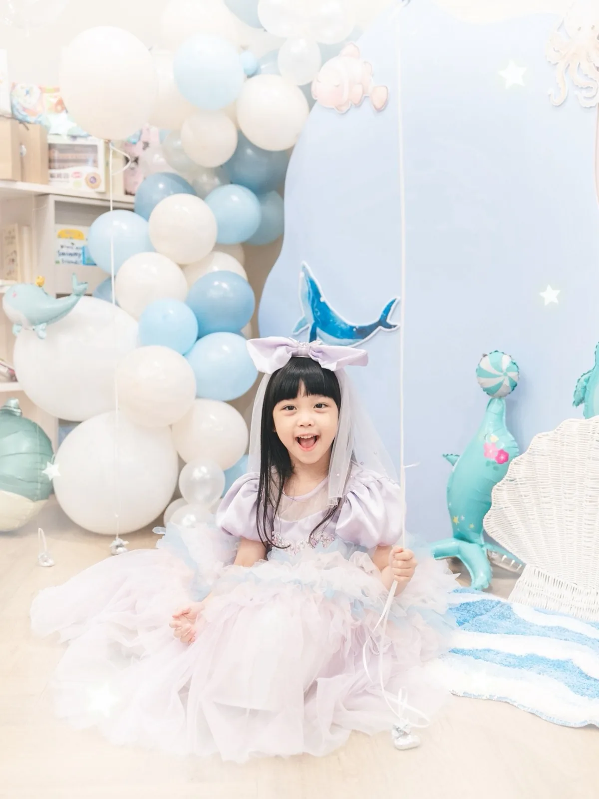 萊恩咖啡海洋主題兒童生日派對女孩紀念照